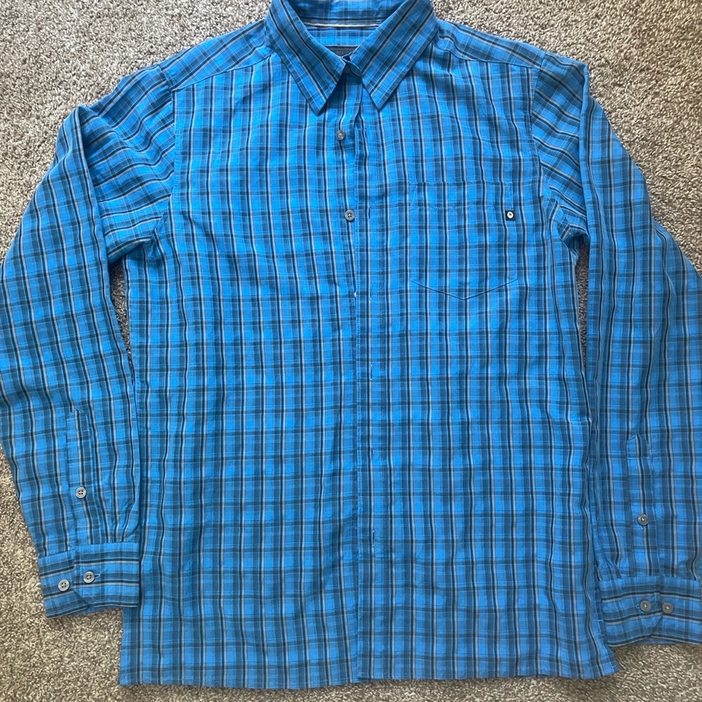 Marmot Men's Blue Checkered Button Down Shirt